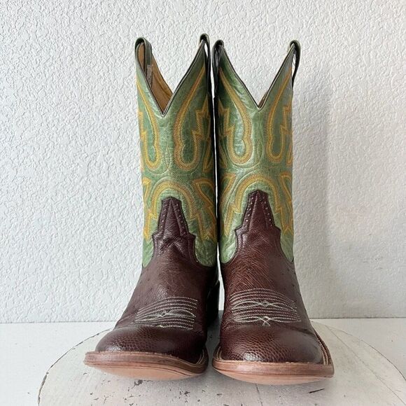 Rod Patrick Mens Cowboy Boots 11AAAA Brown Smooth Ostrich Leather Sole Round Toe - Picture 6 of 12